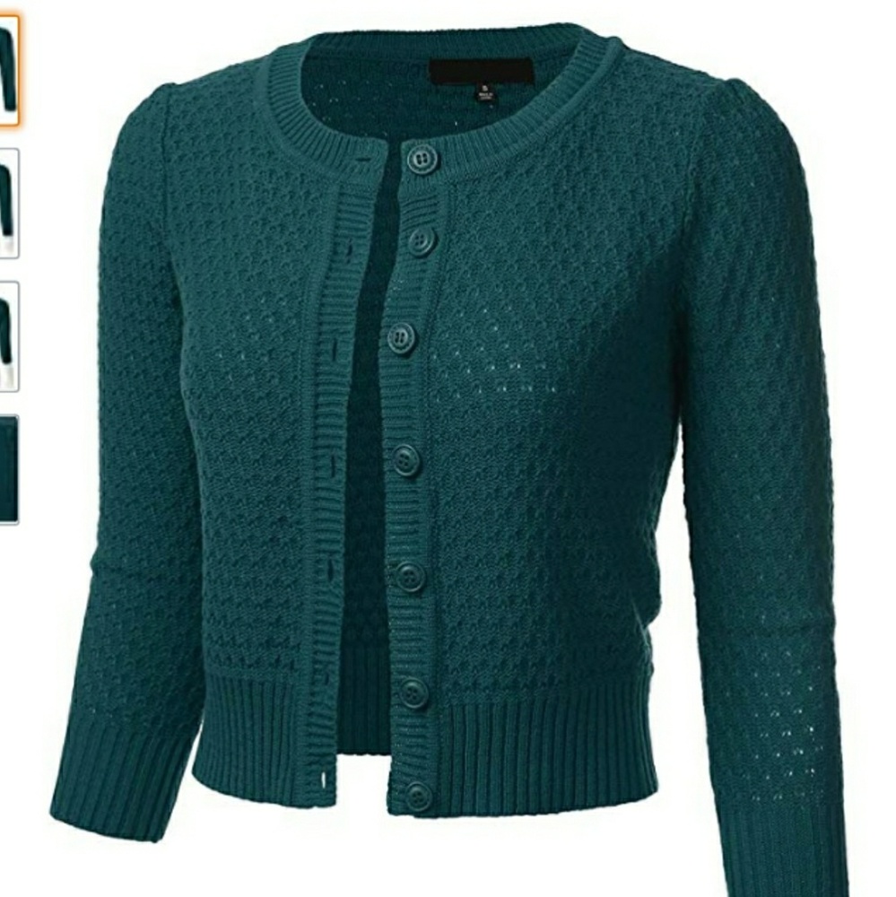 Dark green cropped cardigan
